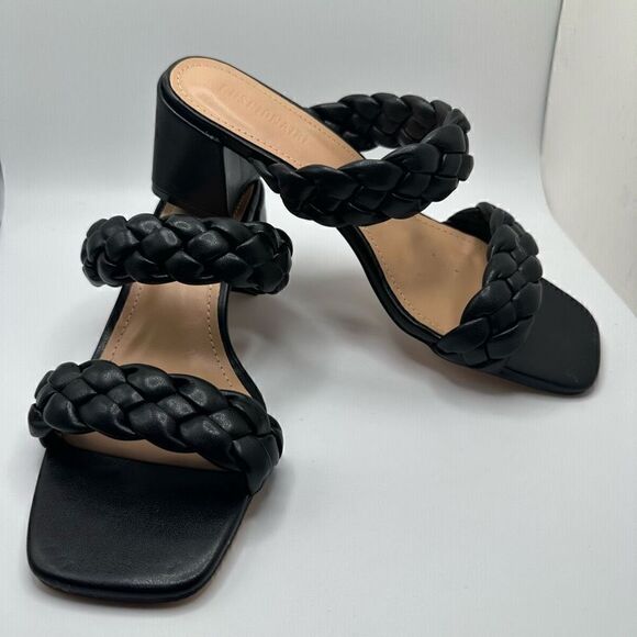 CUSHIONAIRE Women's Braided Heel Sandal +Memory Foam 7.5 BLACK - Picture 6 of 7